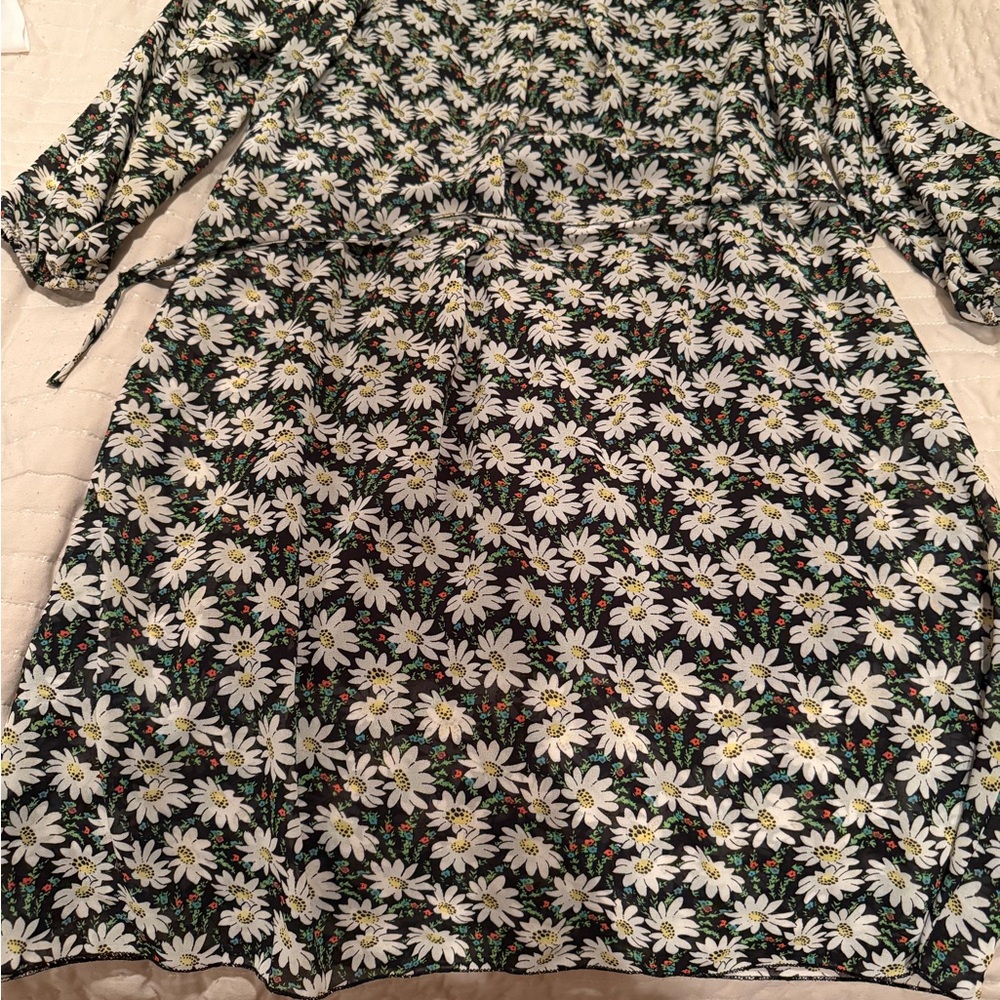 Floral Black and White Dress